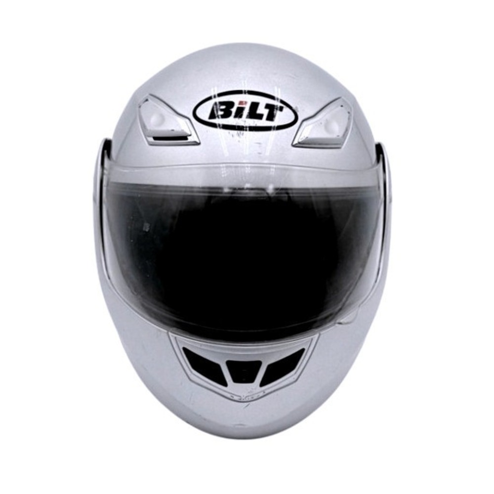 BILT DOT Full Face Motorcycle Helmet Silver Size Lrg 59–60cm Modular Visor Good